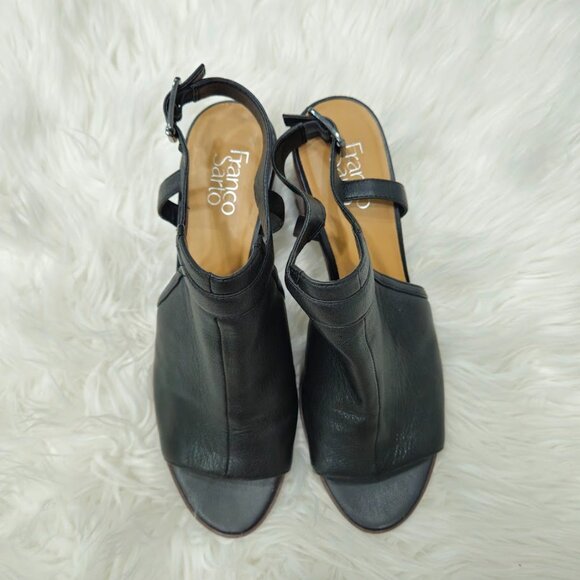 Franco Sarto Harlet Genuine Leather Black Cut Out Peep Toe Heels Boots Sandals - Picture 4 of 9
